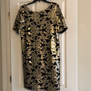 NWT, The Limited black and gold sequin dress